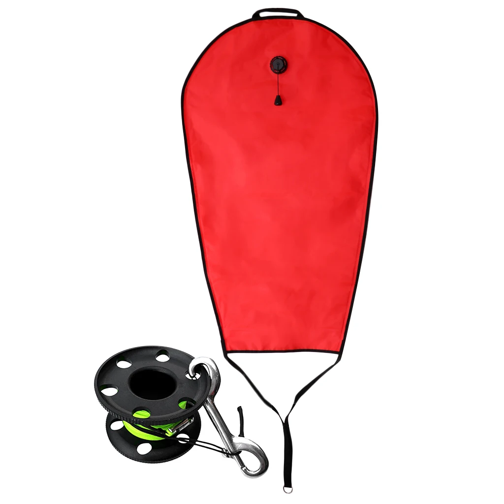 

125lbs Surface Marker Lift Bag W Dump Valve Safety Signal + Scuba Dive Spool