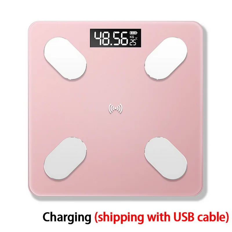 Battery Pink Bluetooth весы напольные весы для тела весы для ванной смарт-дисплей с подсветкой весы для тела Вес тела Жир воды мышцы BMI - Цвет: Battery Pink