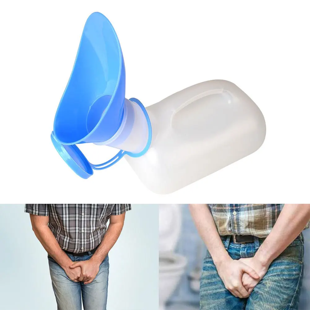 

Plastic Mobile Toilet Camping 1000ML Journey Urinal Blue and White Travel Accessories Outdoor Bottle Unisex Mobile Toilet