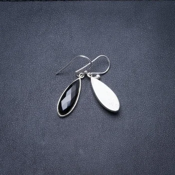 

Natural Black Onyx Handmade Unique 925 Sterling Silver Earrings 1.25" Y3222