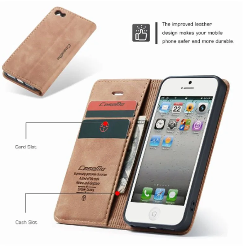 

For iphone 5 5s SE 6 7 8 Plus XR XS Max Case Cover Case Luxury Magnet Flip Matte Leather Bag For Apple iphone 5 S E Wallet Cove