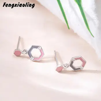 

Fengxiaoling 2019 New Fashion Real 925 Sterling Silver Geometric Polygon Multicolor Drop Earrings Jewelry Fine Jewelry