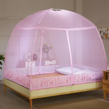 

Quality Mongolian Yurt Mosquito Net Bi-parting Full Bottom Bed Nettings Tent Encryption Mosquito Netting Canopy Household Tents