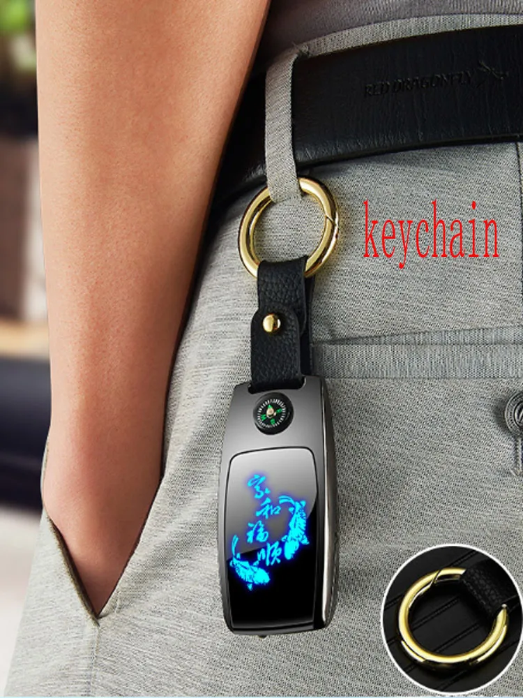 USB Зажигалка светодиодный экран компас Ключ Пряжка