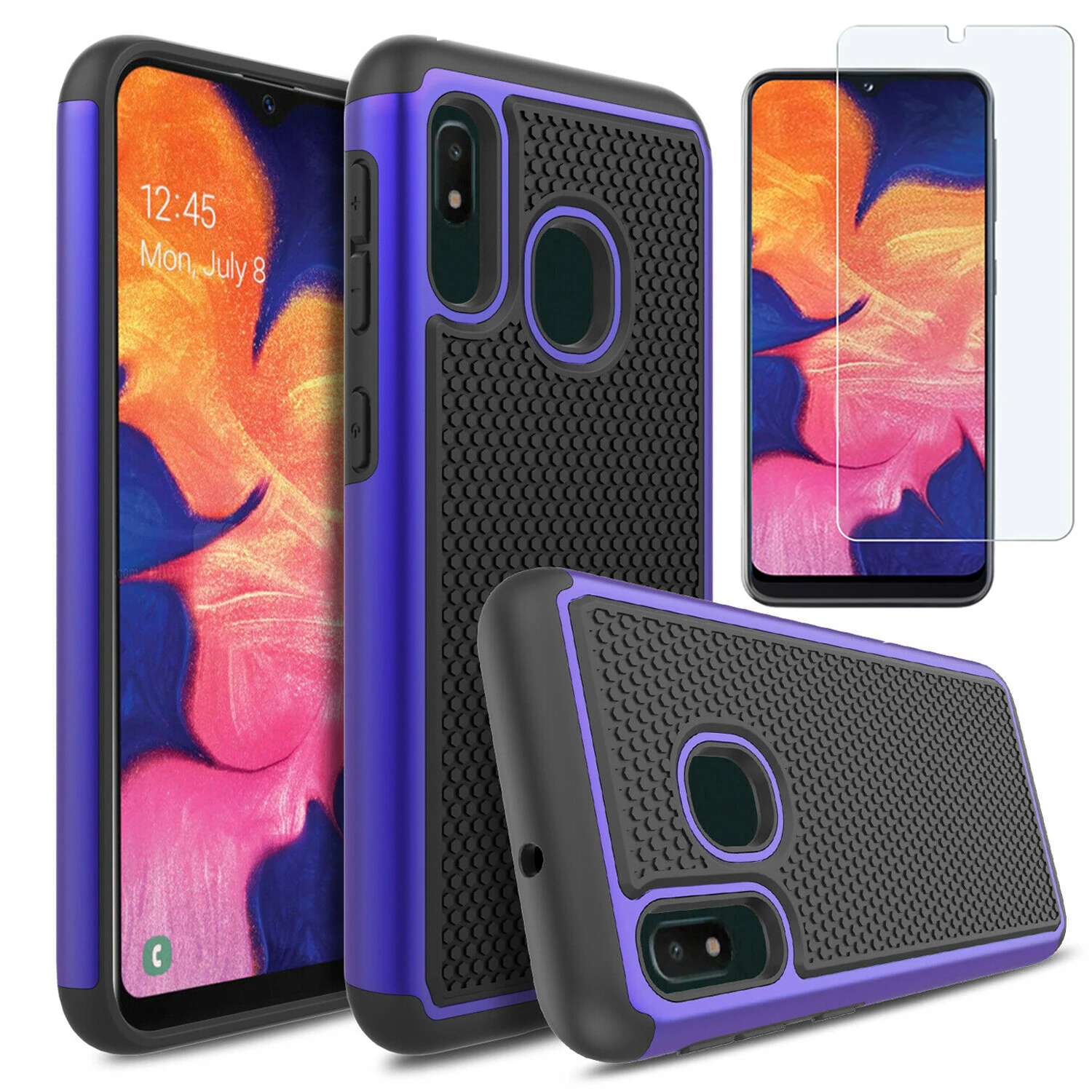 Для samsung Galaxy A10e A20e A20 A30 A50 чехол-Гибридный ударопрочный тонкий жесткий защитный чехол для телефона с прозрачным закаленным стеклом 9H