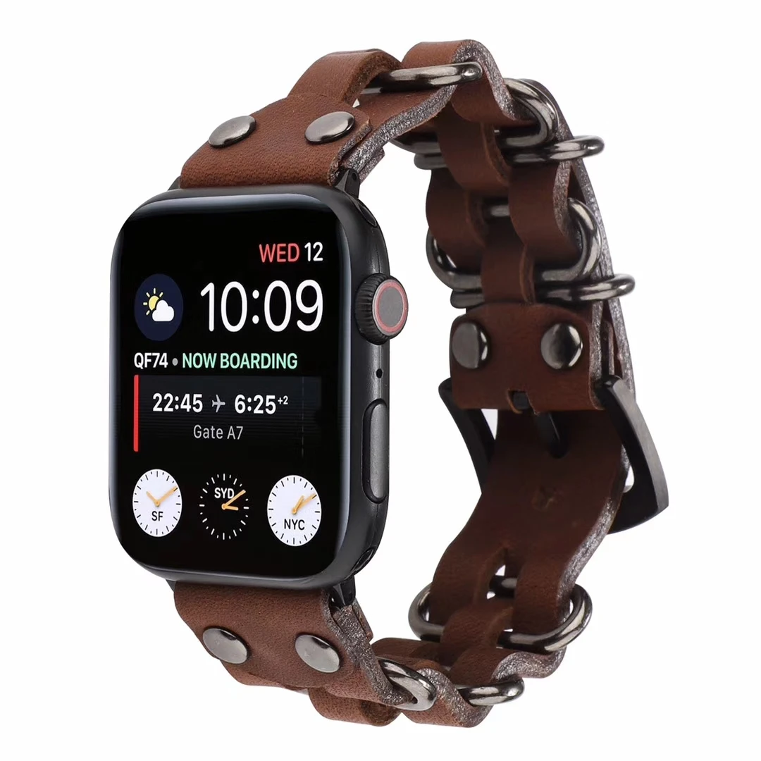 Ремешок из натуральной кожи для Apple watch series 5 4 40 мм 44 мм ремешок для iWatch 3 2 1 38 мм 42 мм браслет петля Blet ремешок для часов - Цвет ремешка: Coffee
