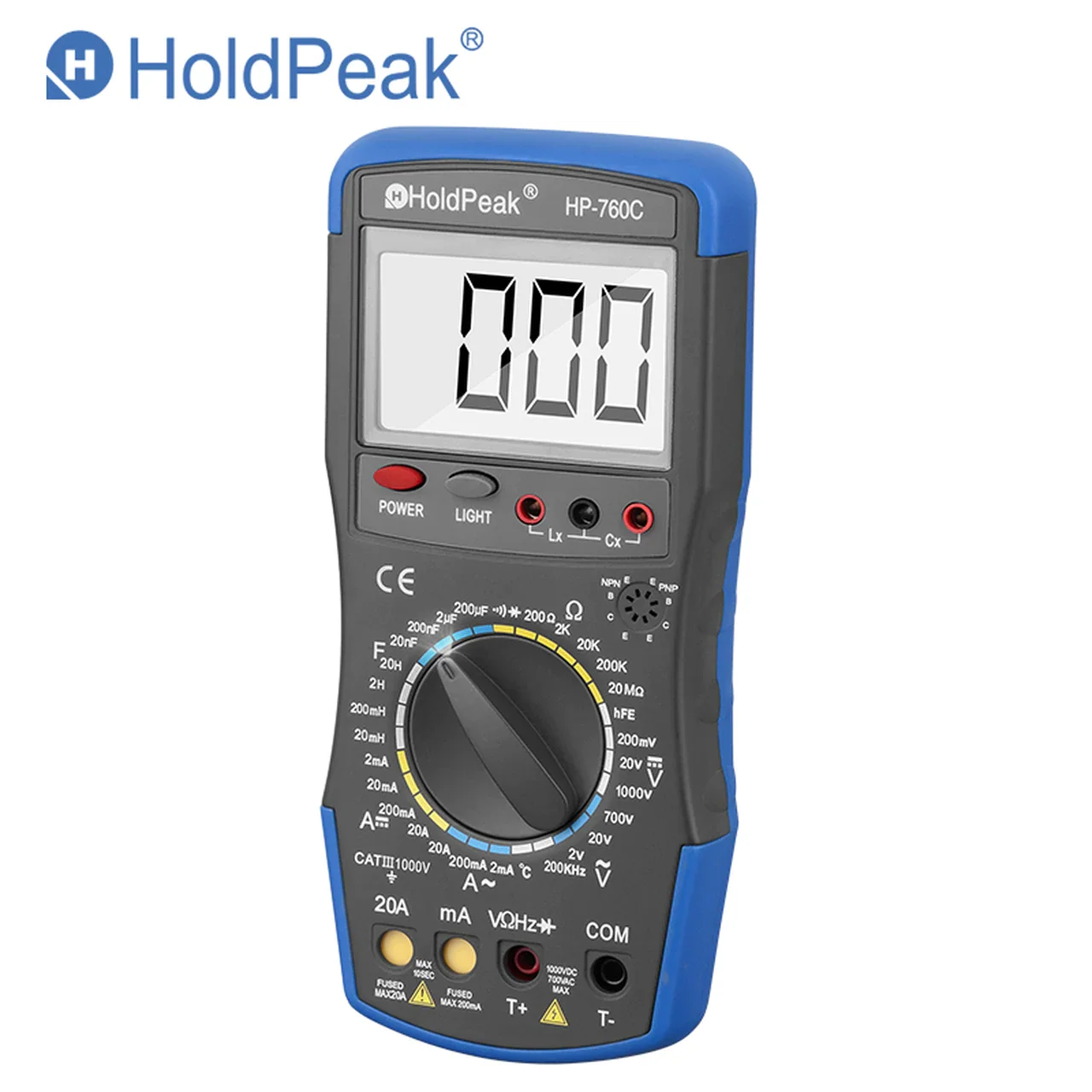 

HoldPeak HP-760C 200mV~1000V Voltage Ampere Manual Range Digital Multimeter Temperature Instrument Resistance Tester Handheld