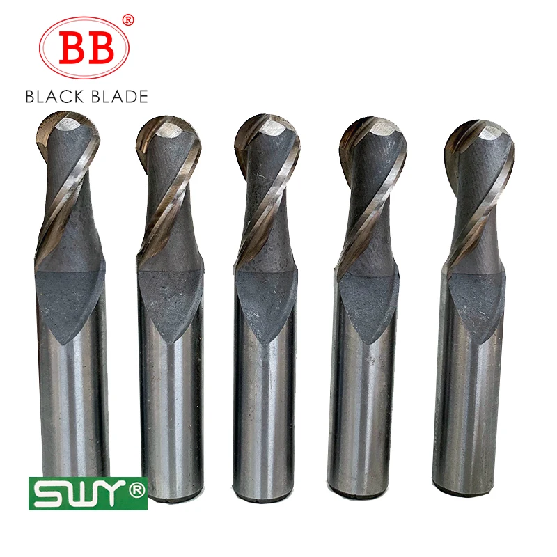 

BB Ball Nose End Mill with Straight Shank HSS Milling Cutter Tools Radius 0.5 to 16mm