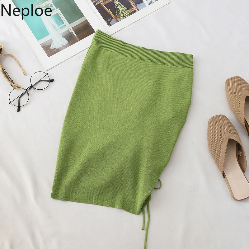Neploe/Винтажный стиль, высокая талия, на завязках, бедра, Jupe Femme, Faldas Mujer Moda, обтягивающие, необычные, Jupe Femme, Осень-зима 46454