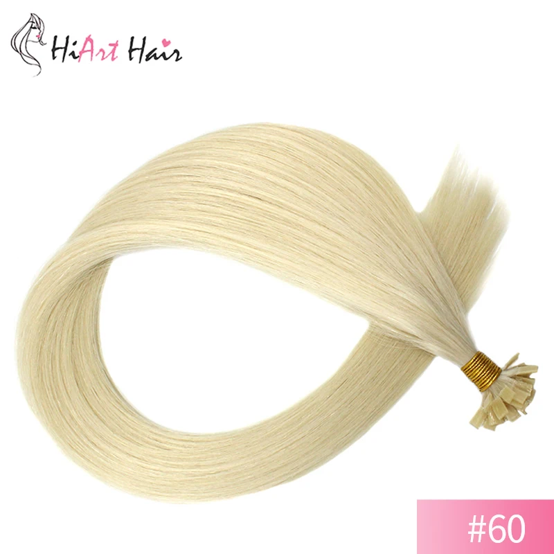 HiArt 1 г/локон, волосы для наращивания на плоских кончиках, человеческие волосы remy, салонные накладные волосы, кератиновые накладные волосы с двойным нарисованным кератином, 1" 20" 22" - Цвет: #60