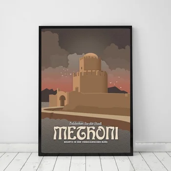 

Methoni Castle city travel Canvas poster Wall Pictures for Living Room No Frame