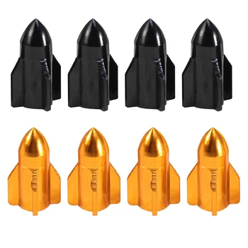 

4pcs Rocket Shape Car Valve Caps Car Auto Automobile Motorcycle Tyre Valve Dust Caps Aluminum Alloy Wheel Rim Cover