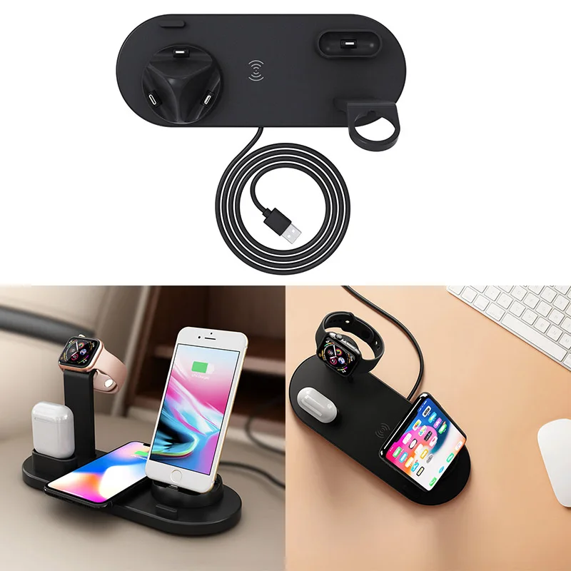 3 в 1 зарядная док-станция Подставка держатель станция для IPhone Airpods Apple Watch поворотное зарядное устройство База для Android тип-c IPhone
