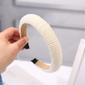 

Fashion Wide-brimmed Pearl Hair Hoop Women Girls Elegent White Pearl Headband Solid Color Hair Bands Headwear Styling Tools