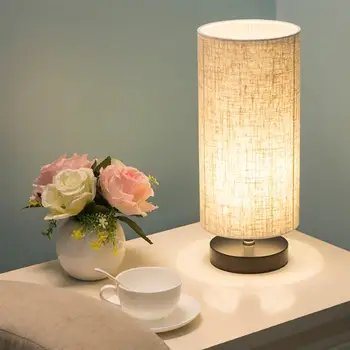 

Desk Lamp Modern Wood Linen Bedside Night Lamp US/UK/EU Plug Student Table Lamp for Bedroom Living Room Dinning Table Office