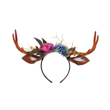 

Christmas Exaggerated Flocking Headband Easter Ear Hair Band Simulation Big Antler Hood