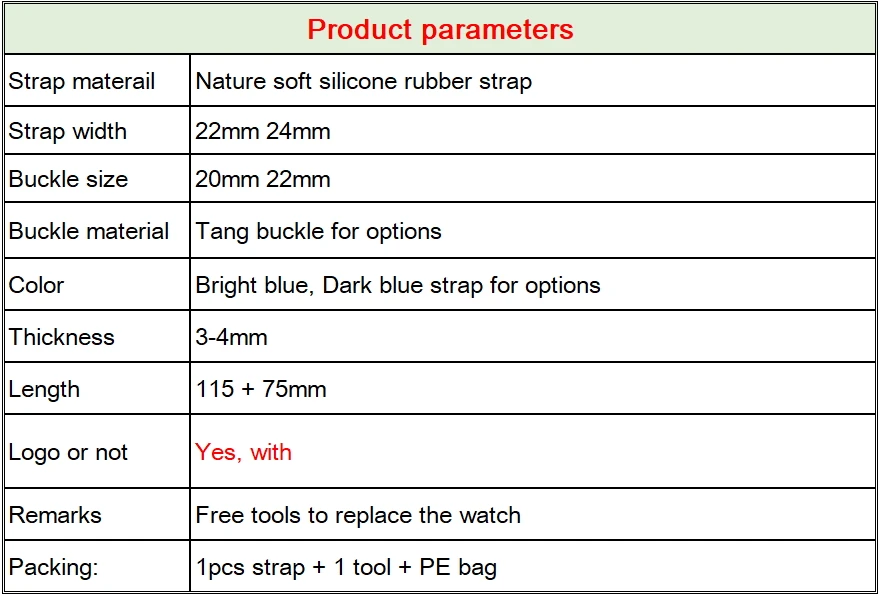 22 мм 24 мм Яркий синий природа мягкий резиновый силиконовый Whatchband ремешок для часов подходит для Panerai ремень пряжка иглы для ремня PAM111