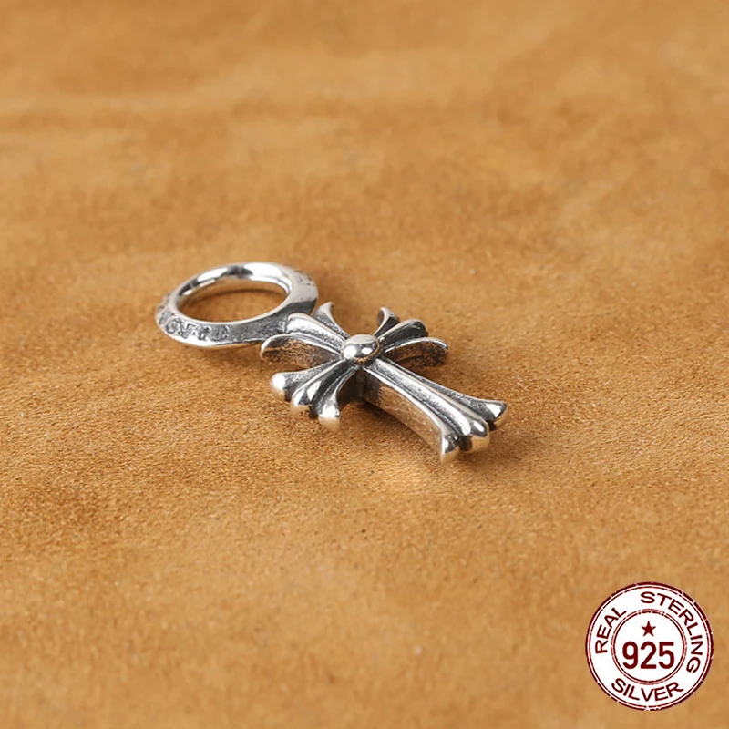 S925 Sterling Silver Pendant Bead spacer Jewelry Bracelet DIY Cross Letters Round Shape Bracelet Beads Beads
