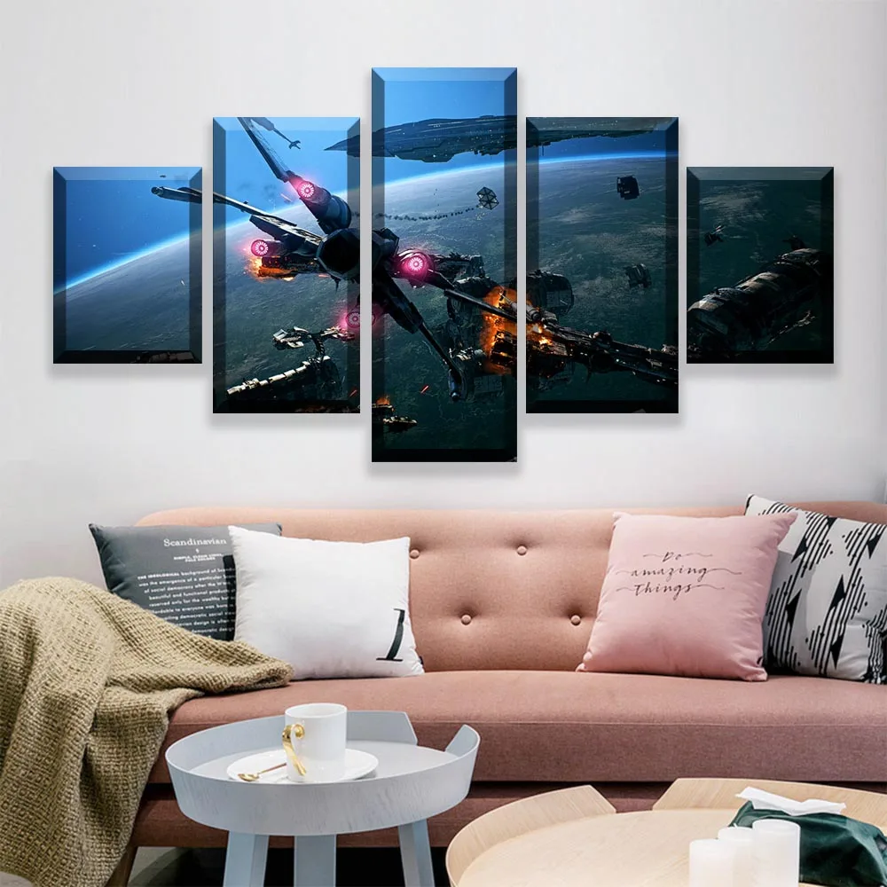 HD Prints Pictures Wall Art Canvas Posters Home Decor 5 Pieces Star Wars Movie Paintings For Living Room Framework (3)