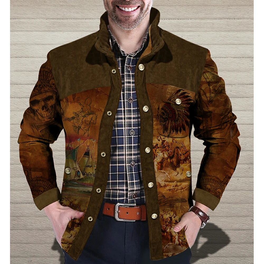 Новая модная мужская теплая шерстяная стеганая куртка с 3D-принтом на весь рост |
