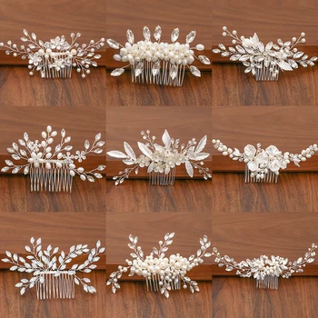 Silver Color Pearl Rhinestone Wedding Hair Combs Hair Accessories For Women Accessories Hair Ornaments Jewelry Bridal Headpiece 1