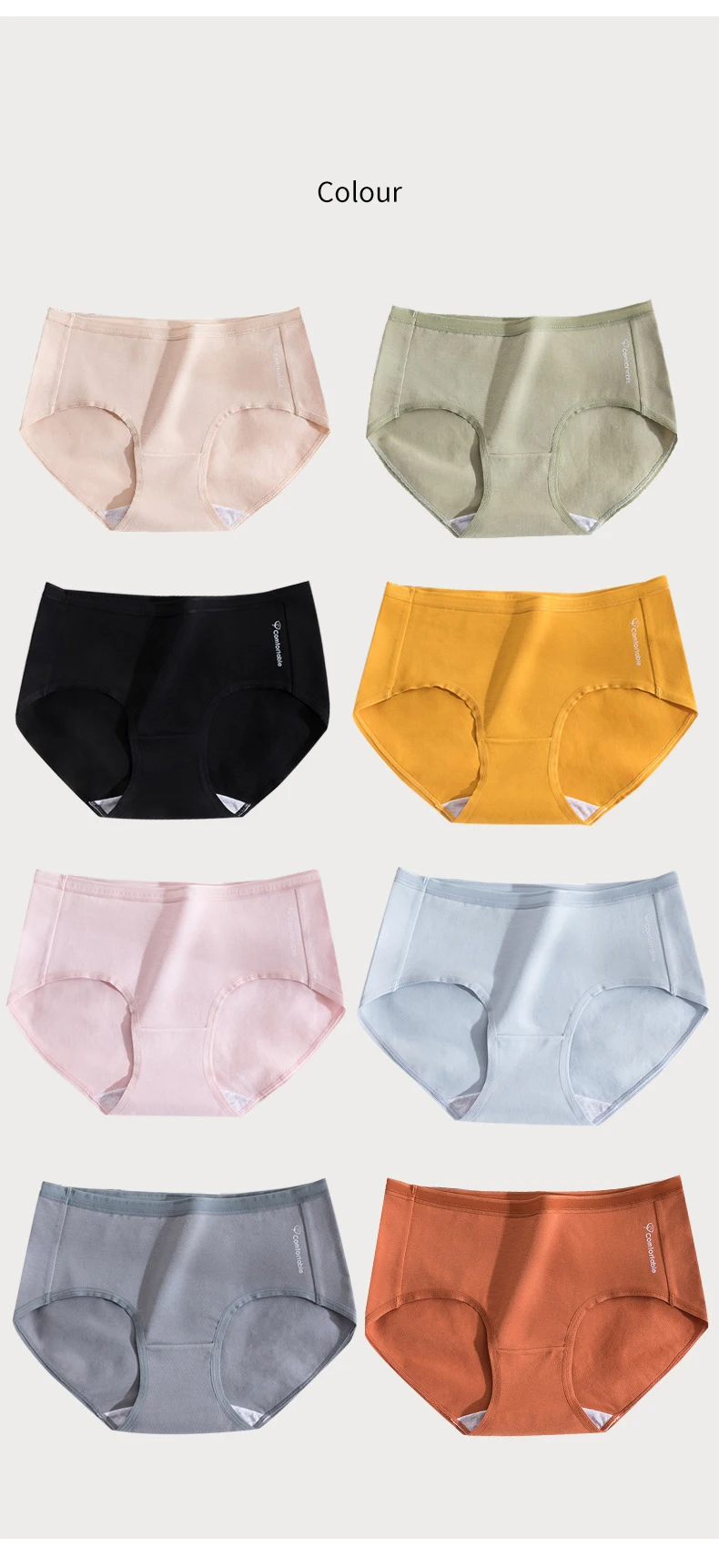 New Women's Underwear Cotton Large Size High-Waist Comfortable Antibacterial Seamless Girl Briefs Panties Breathable Underwear