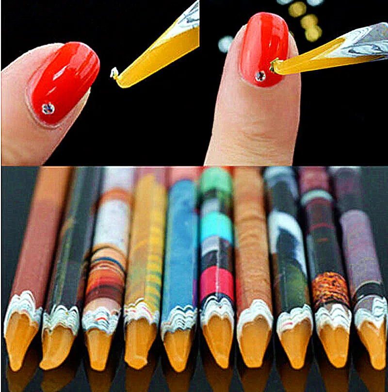 1 упаковка, Кристальные разноцветные ss6-ss20, опал, дизайн ногтей, стразы, украшения, блестящие камни, 3D маникюрные книги, аксессуары, инструменты - Цвет: Picker Pen