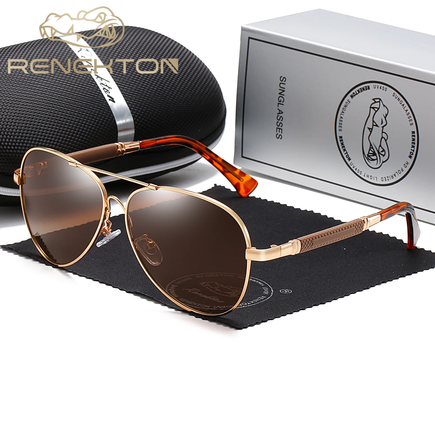 RENEKTON Design Titanium Alloy Sunglasses Polarized Men's Sun Glasses Women Pilot Gradient Eyewear Mirror Shades Oculos De Sol |
