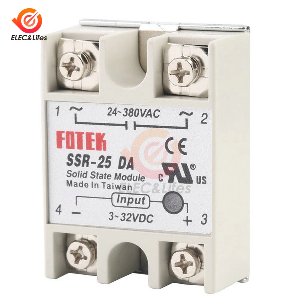 Твердотельные реле SSR-10DA SSR-25DA SSR-40DA 10A 25A 40A на самом деле 3-32 В постоянного тока в переменный 24-380V AC SSR 10DA 25DA 40DA реле преобразователь «сделай сам» - Габаритные размеры: SSR-25DA