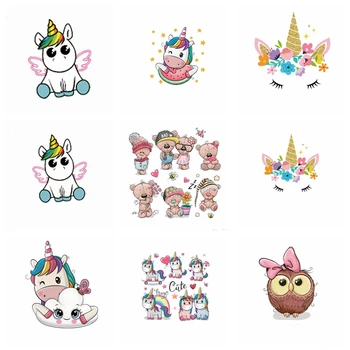

Prajna DIY Unicorn Stickers Printed Cute Animal Thermal Transfer For Clothing Fashion Iron On Heat Transfer Accessories Decor F
