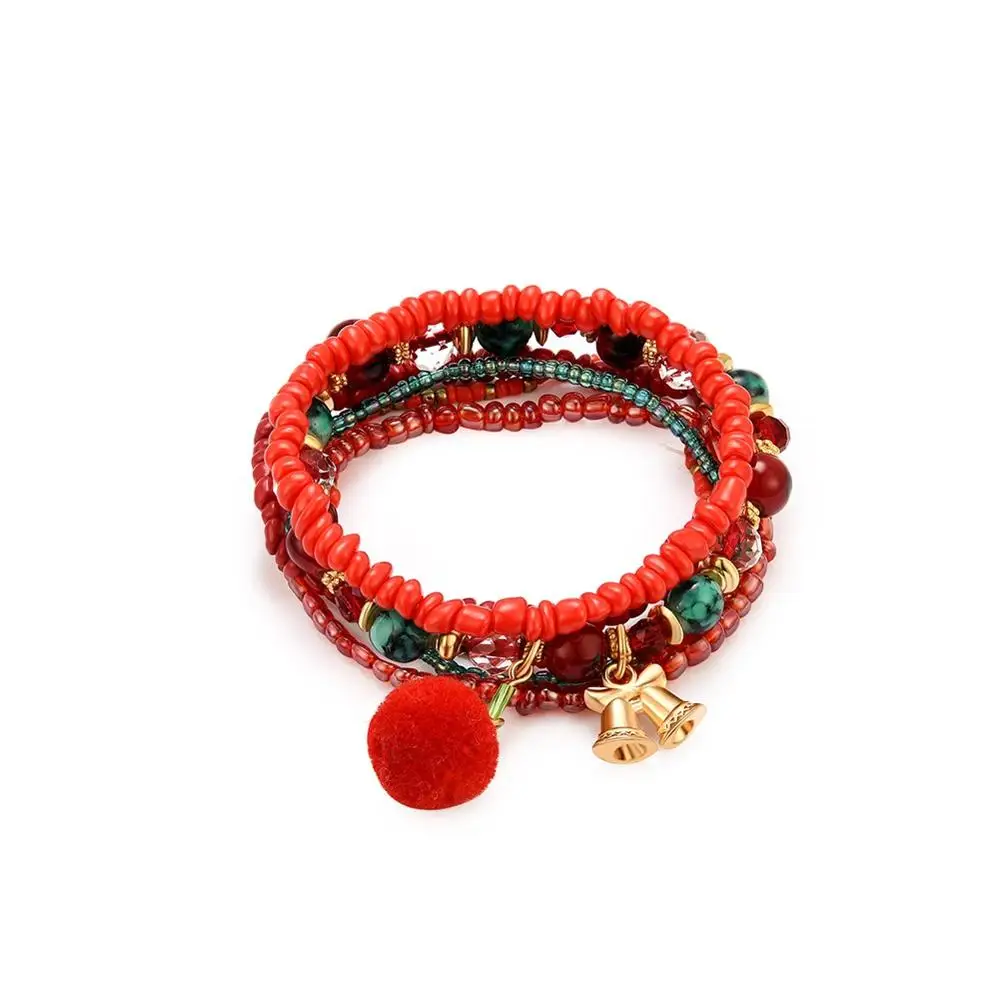 Рождественский стильный полимерный браслет широкий многослойный для женщин