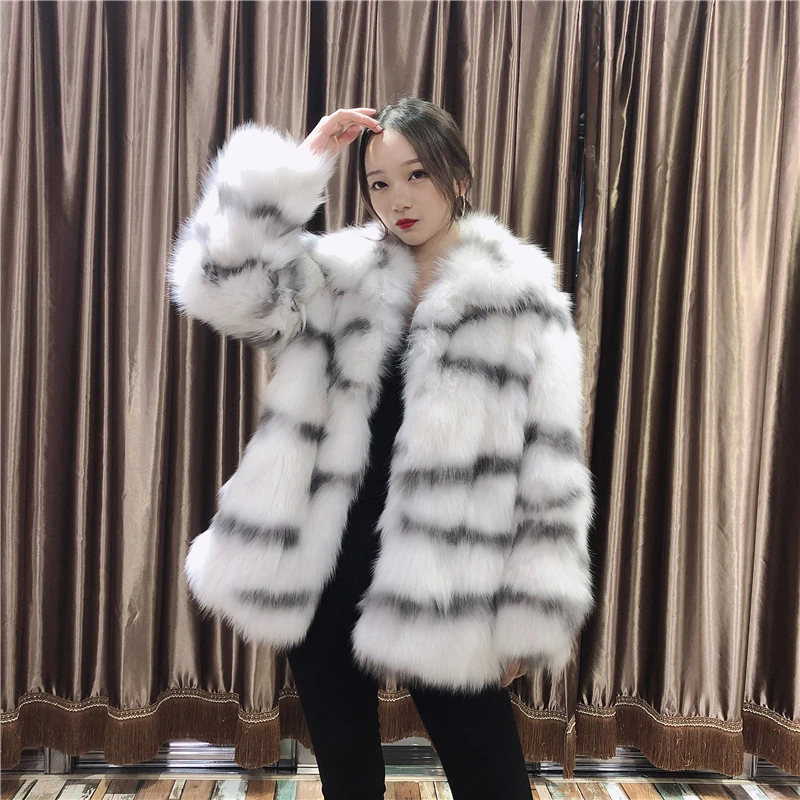 Pudi TX206201 женские зимние теплые натуральным лисьим мехом куртка, пальто Модные женские натуральная меховая шуба, верхняя одежда