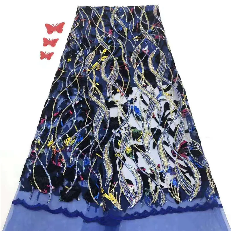 

2019 New French Nigerian sequins net lace,African tulle mesh Sequence lace fabric high quality for wedding dress 5yards/lot
