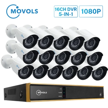 

Movols 16CH Surveillance System 1080P 16PCS Outdoor Security Camera H.265 P2P CCTV DVR Kit Waterproof Video Surveillance Set