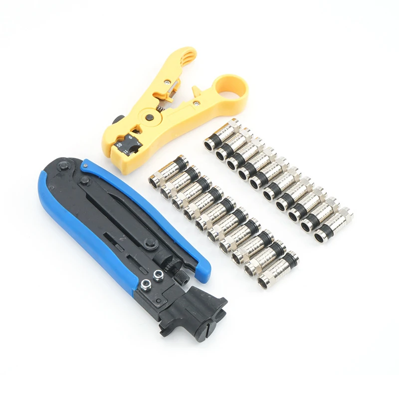 

New Compression Wire Crimper Plier Crimping Tool RG6 RG59 RG11 RG7 Coaxial Cable Crimper Tool For F Connector With 20pcs Joints