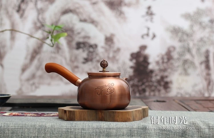 Copper side pot pure copper urgent whisker pure handmade teapot small capacity with long handle copper pot