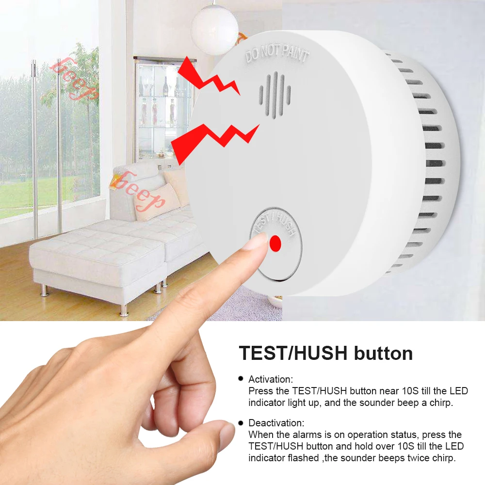 CPvan SM01 Smoke Detector CE EN14604 Smoke Sensor Detector Smoke 10 years Battery for Home Security Fire Alarm System Rookmelder