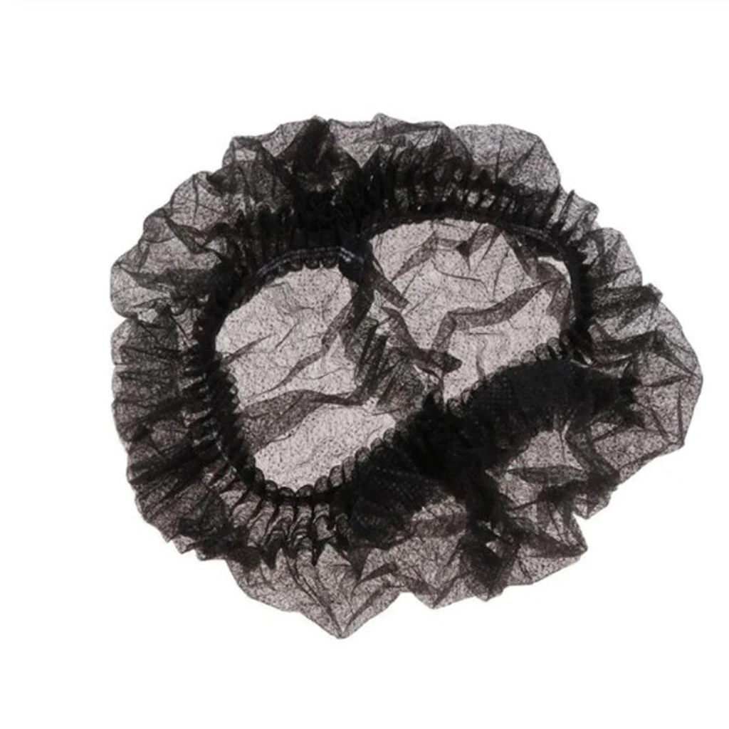 100x Disposable Nonwovens Hair Cap Mob Cap Hair Net Hats Head Cover Hair Salon Kitchen Restaurant Portable Outdoor Tools 