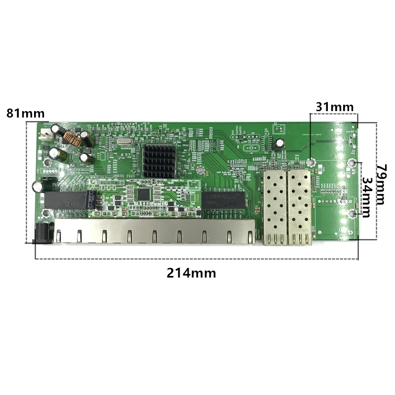 Обратное POE питание 10/100/1000M Gigabit Ethernet-коммутатор Ethernet волоконно-оптического одномодового 8 RJ45 UTP& 2 SC волокно Порты и разъёмы доска SFP3KM/20 км