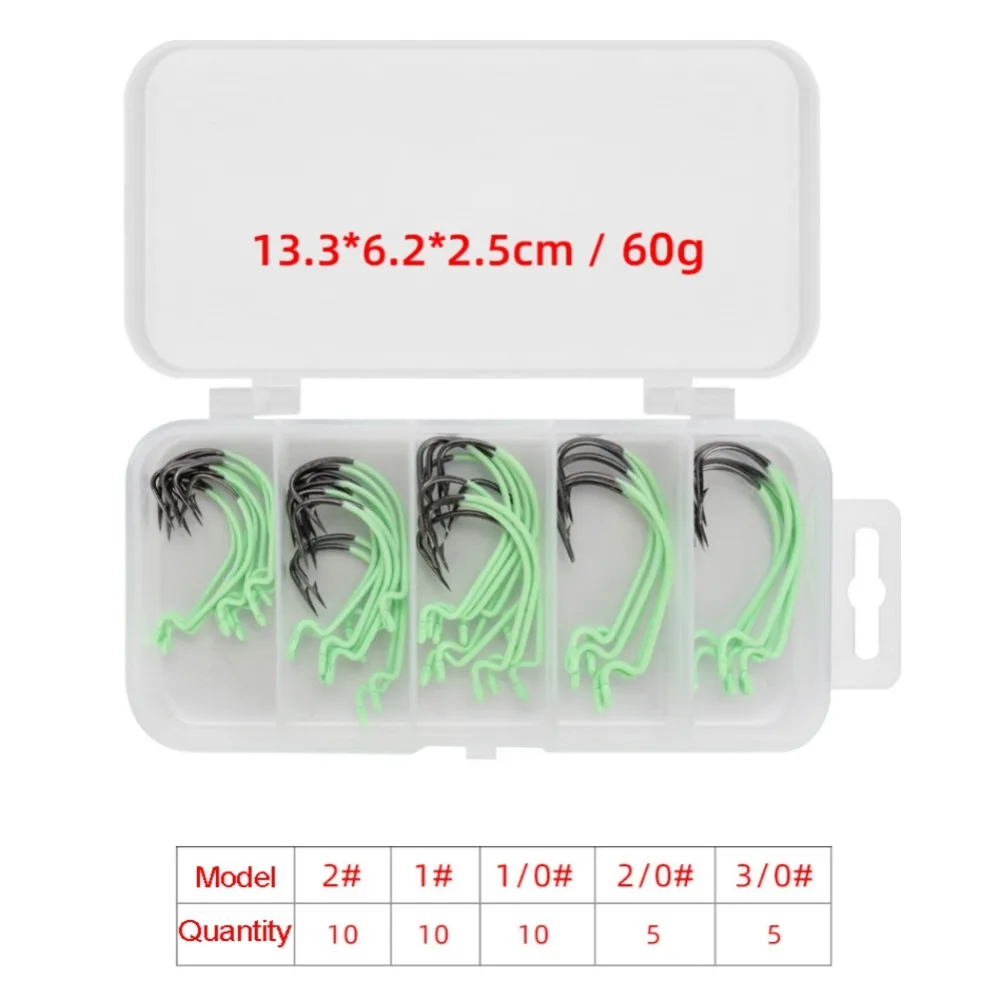 Lighting High Carbon Steel Luminous Crank Fishhooks With Barbed Single Hook Set Carp Fishing Hooks Soft Worm Fishing Accessories