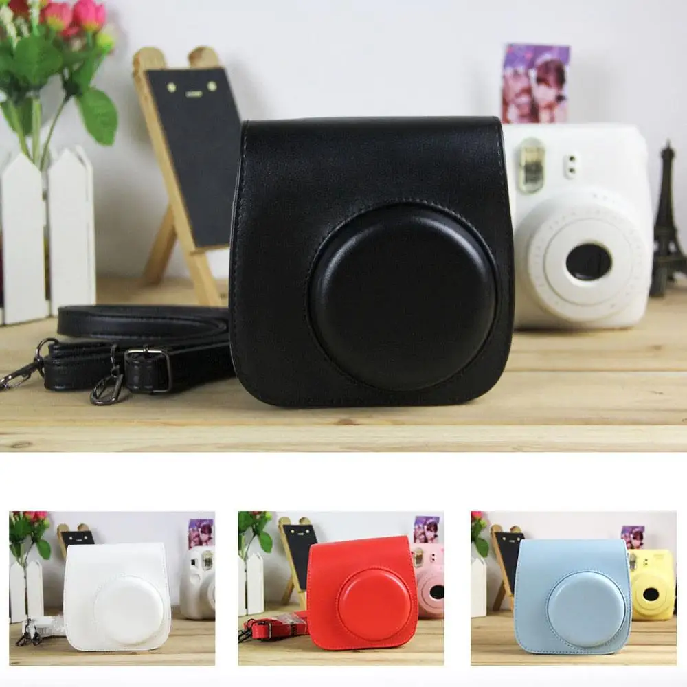 Чехол из искусственной кожи для мгновенной камеры с ремешком для Fujifilm Instax Mini 8/mini 9/mini 8+ черный/розовый/синий/фиолетовый/зеленый сумка для камеры