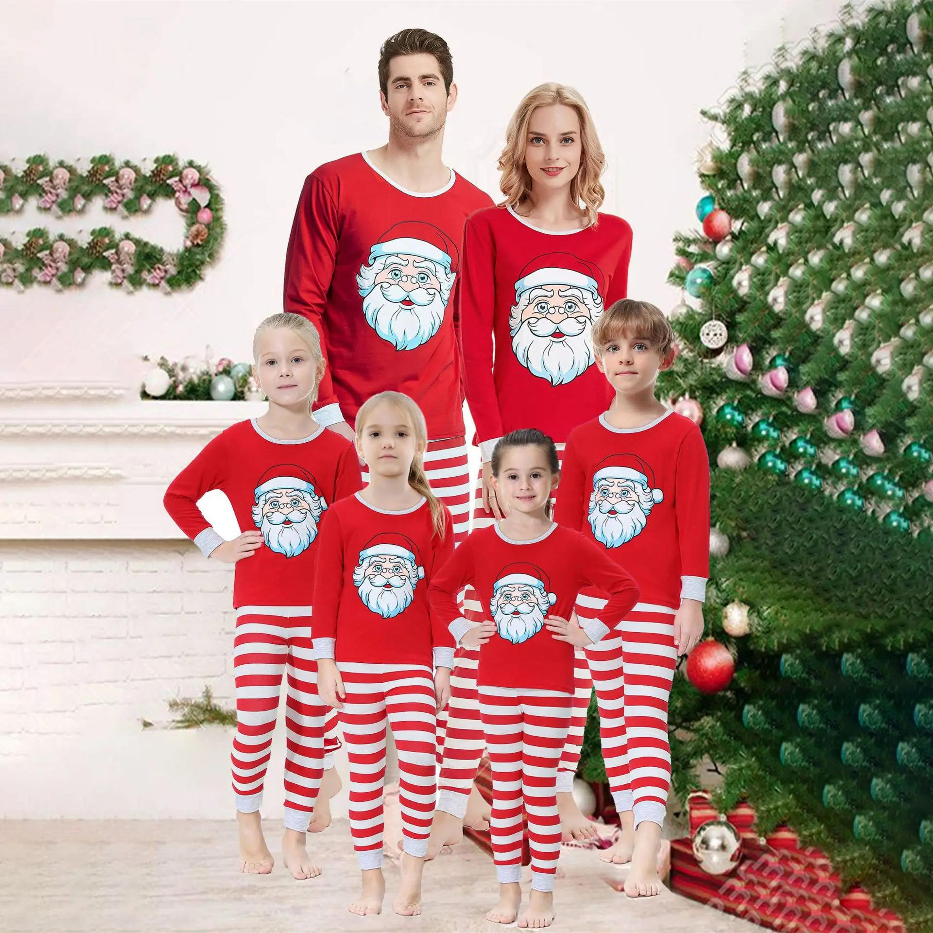 

2020 Fall Winter New Home Wear Pajamas Family Matching Christmas Pyjamas Clothes Suit Santa's Parent-child Outfit For Families