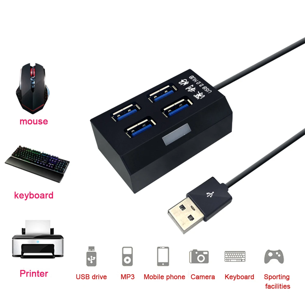 Портативный универсальный usb-концентратор 4 порта ПК ABS высокоскоростной usb-концентратор компактный разветвитель расширитель несколько для U дисковая карта ридер USB мышь