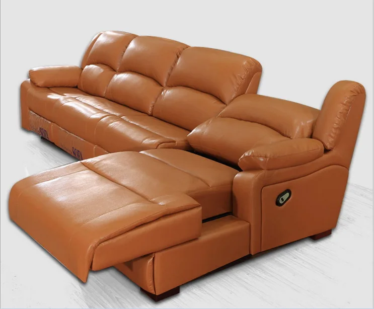 manual electric recliner relax living room Sofa bed functional genuine leather couch L shape corner Nordic modern muebles de sal