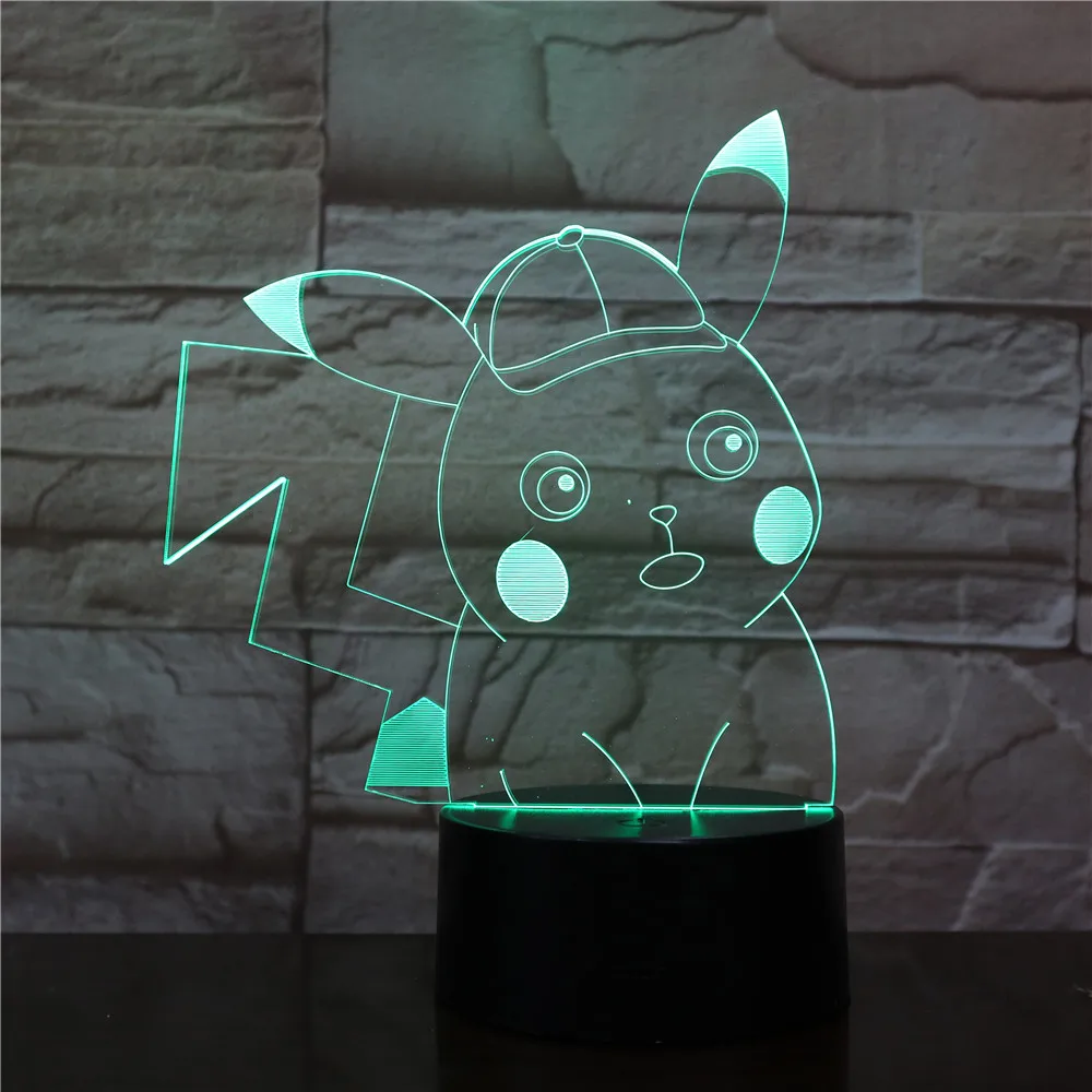 3D Led Покемон го фигурку Ночник светильник 7 цветов атмосфера Пикачу USB лампа lamparas