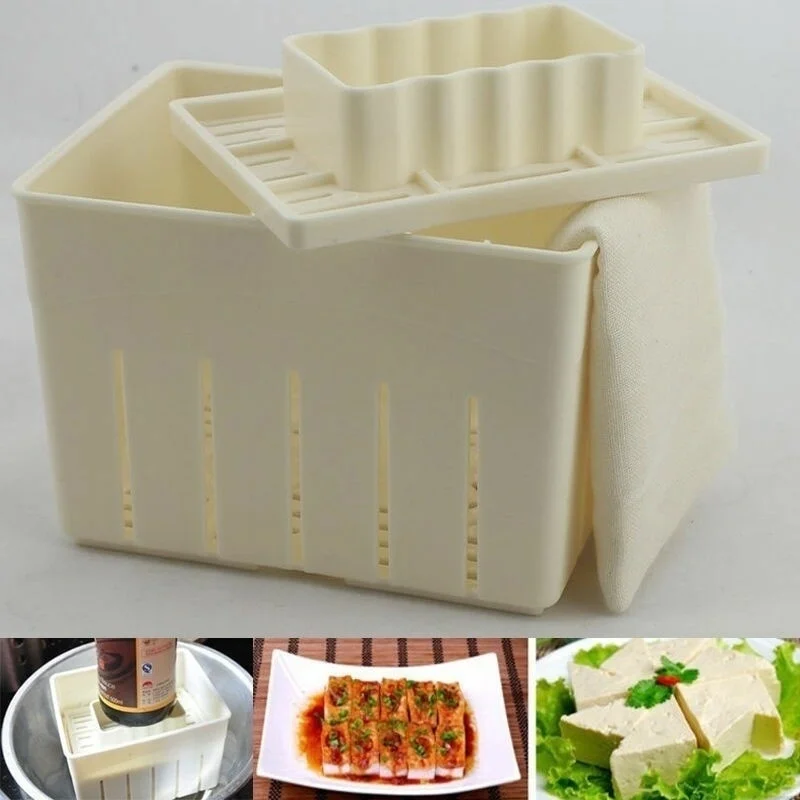 

Plastic Tofu Press Mould DIY Homemade Tofu Maker Pressing Mold Kit + Cheese Cloth Kitchen Tool Tofu Mold (Color: Beige)