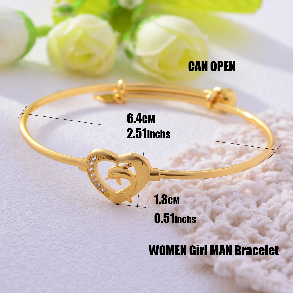 Gold color 1PCS Wando 4 шт. дельфины детские браслеты для маленьких девочек золотой Дубай Свадебный браслет невесты Африканский браслет амулет Арабские Ювелирные украшения - Окраска металла: Gold color 1PCS