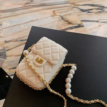 

2020 Women Mobile Phone Bag Messenger Mini Bags Fashion Handbags Lady Pearl Designer Shoulder Crossbody Chains Handbag