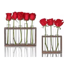 Водная посадка стеклянная пробирка ваза цветочные горшки растение гидропонное бонсай горшок с деревянным поддоном домашний офис Настольный Декор