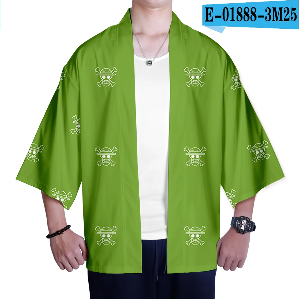 One Piece Japanese Kimono new print Luffy Cardigan Cosplay Shirt Summer Kawai One Piece Kimono cardigan samurai costume clothing - Цвет: Бежевый